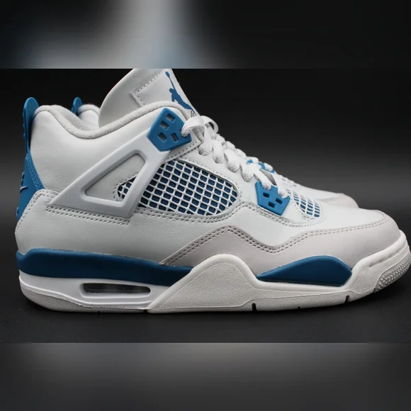 Air Jordan 4 Retro (GS) Off White/Military Blue 6.5Y - Picture 9 of 14